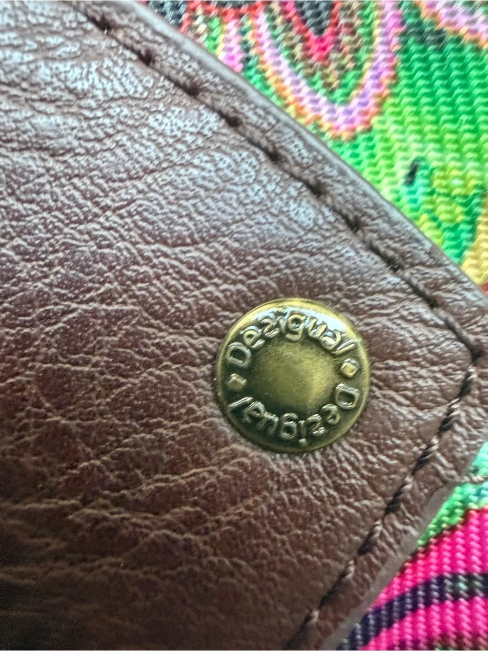 Desigual Multicolor Floral Geo Patch Crossbody with Brown Trim - Picture 14 of 17